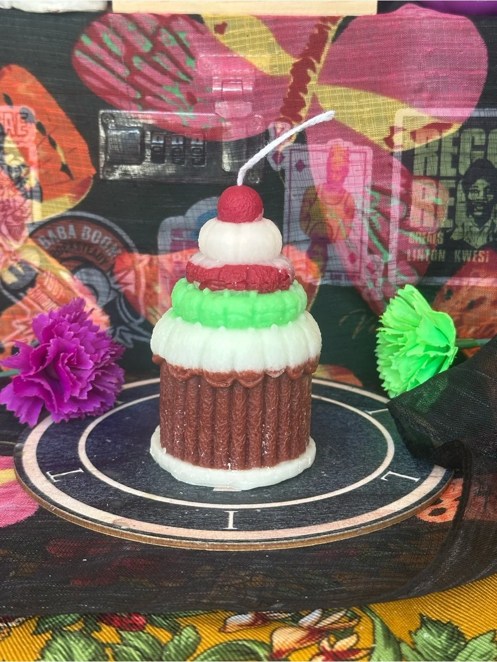 Handmade Gingerbread House Cupcake Candle – Christmas Holiday Candle